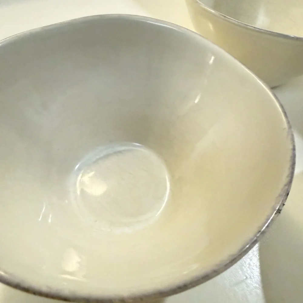 Crate And Barrel Bowl set Mercer White Soup Cereal Artisanal‎ Textured Qty 3